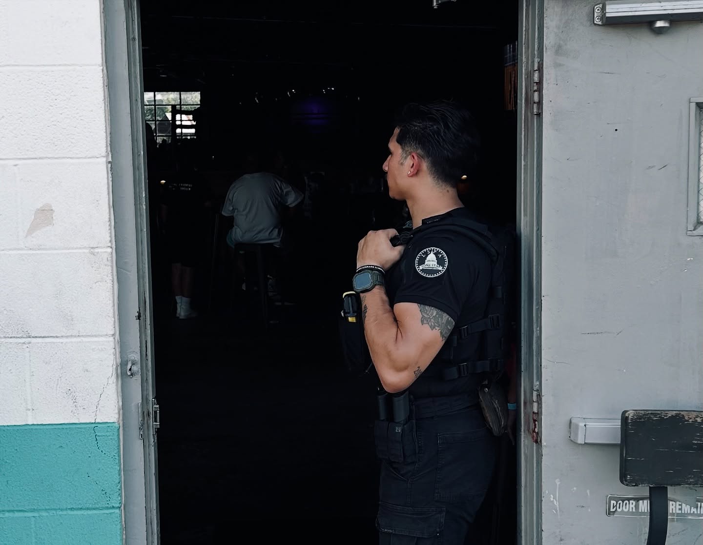 Security guard on duty at commercial location